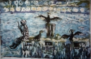 Gdynia dyrygent fal 60*39 batik na jedwabiu