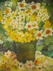 Żonkile w wiaderku/50*60