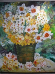 Żonkile w wiaderku/50*60