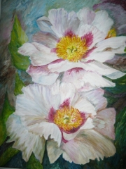 Białe dalie/60*70